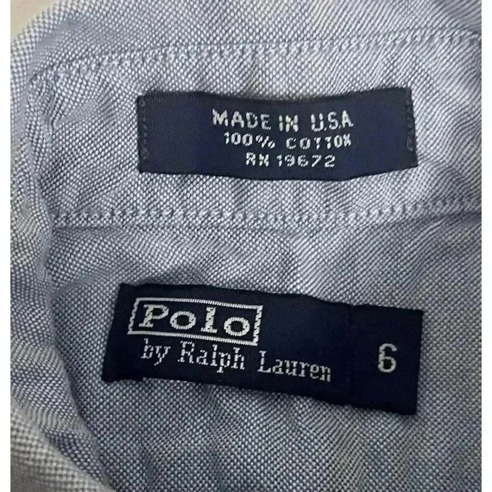 Polo Ralph Lauren Shirt Boys 6 Blue Long Sleeve Oxford Button Down‎ Vintage